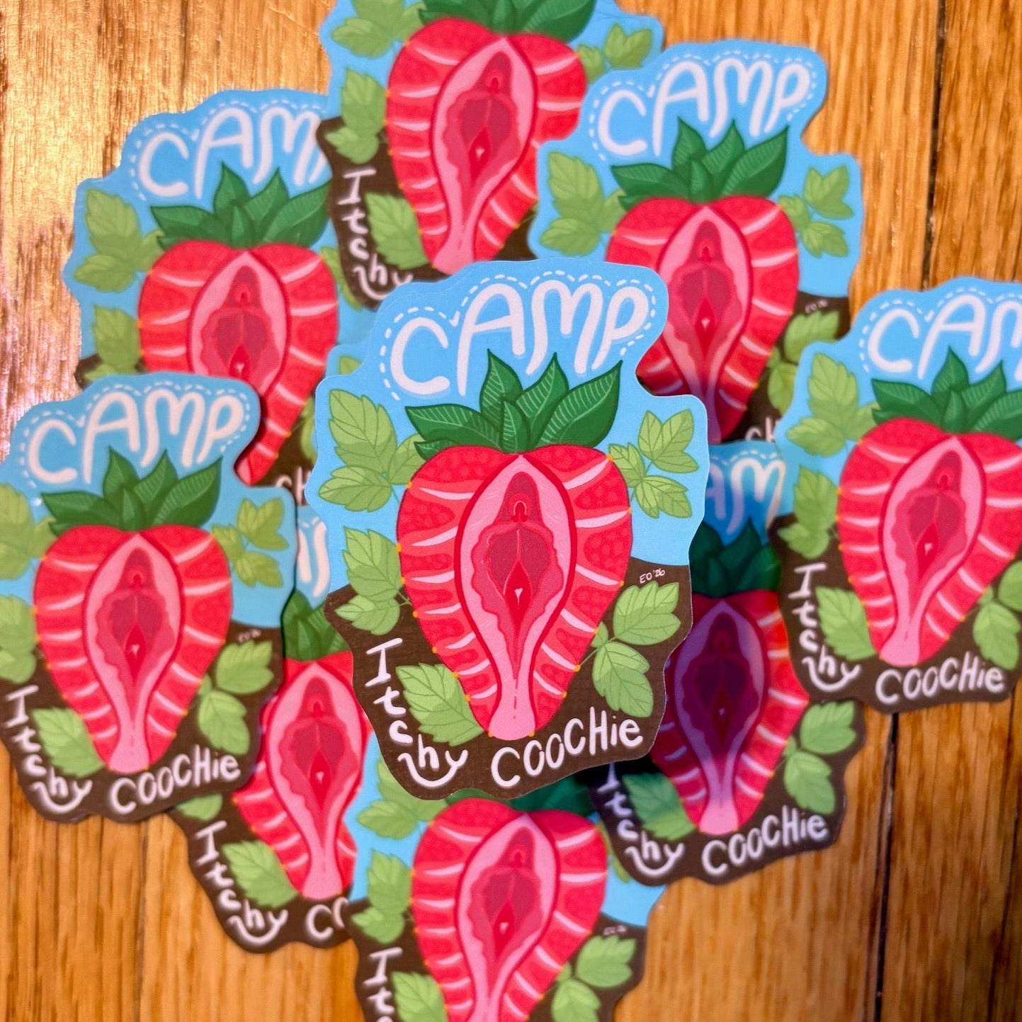 080 - Camp Itchy Coochie - Funny cute sticker about yer vag