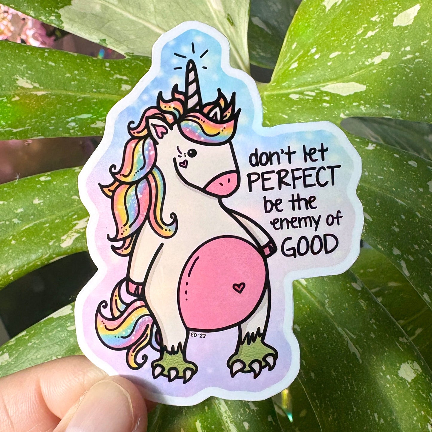 092 - Don't Let Perfect Be the Enemy of Good - cute unicorn sticker