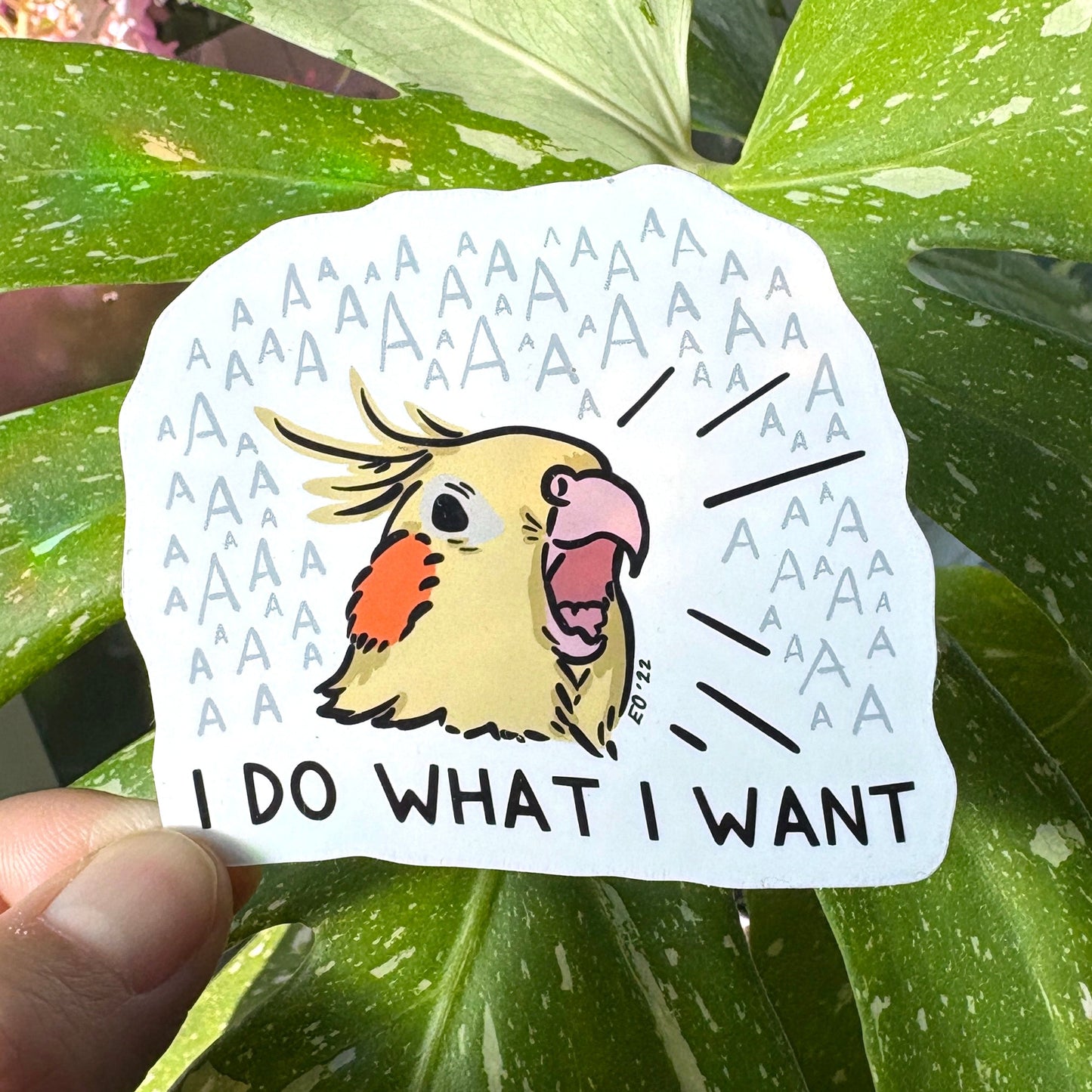 095 - I Do What I Want - Funny cockatiel bird sticker