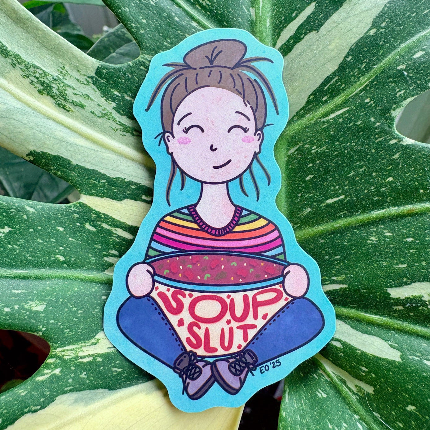 Soup Slut Sticker - Funny and cute girl who's addicted to eating soup sticker