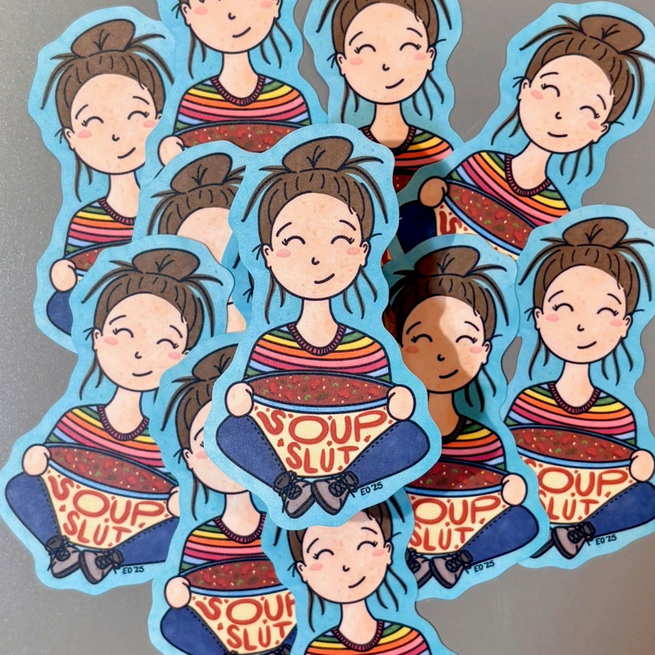 Soup Slut Sticker - Funny and cute girl who's addicted to eating soup sticker